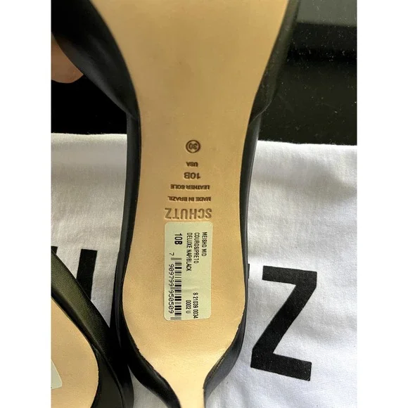 SCHUTZ Meisho Mid Heel Mule Sparkly Jeweled Crystal Black Leather Size 10 - Picture 7 of 7